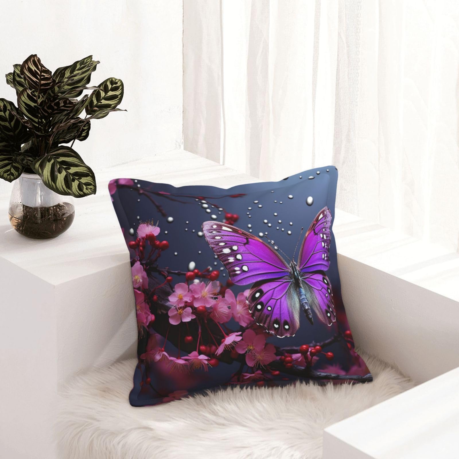 Housse de coussin violette pour canapé et salon style rustique moderne lot de 2