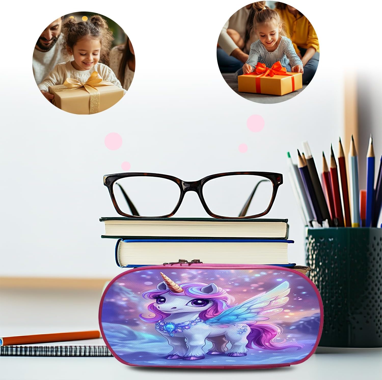 Unicorn School Backpack for Teens Kids Kindergarten Elementary Middle School 3-Pcs Bookbag, Unicorn Back Pack for Boys Girls Children Book Bag, Small Modern Bag