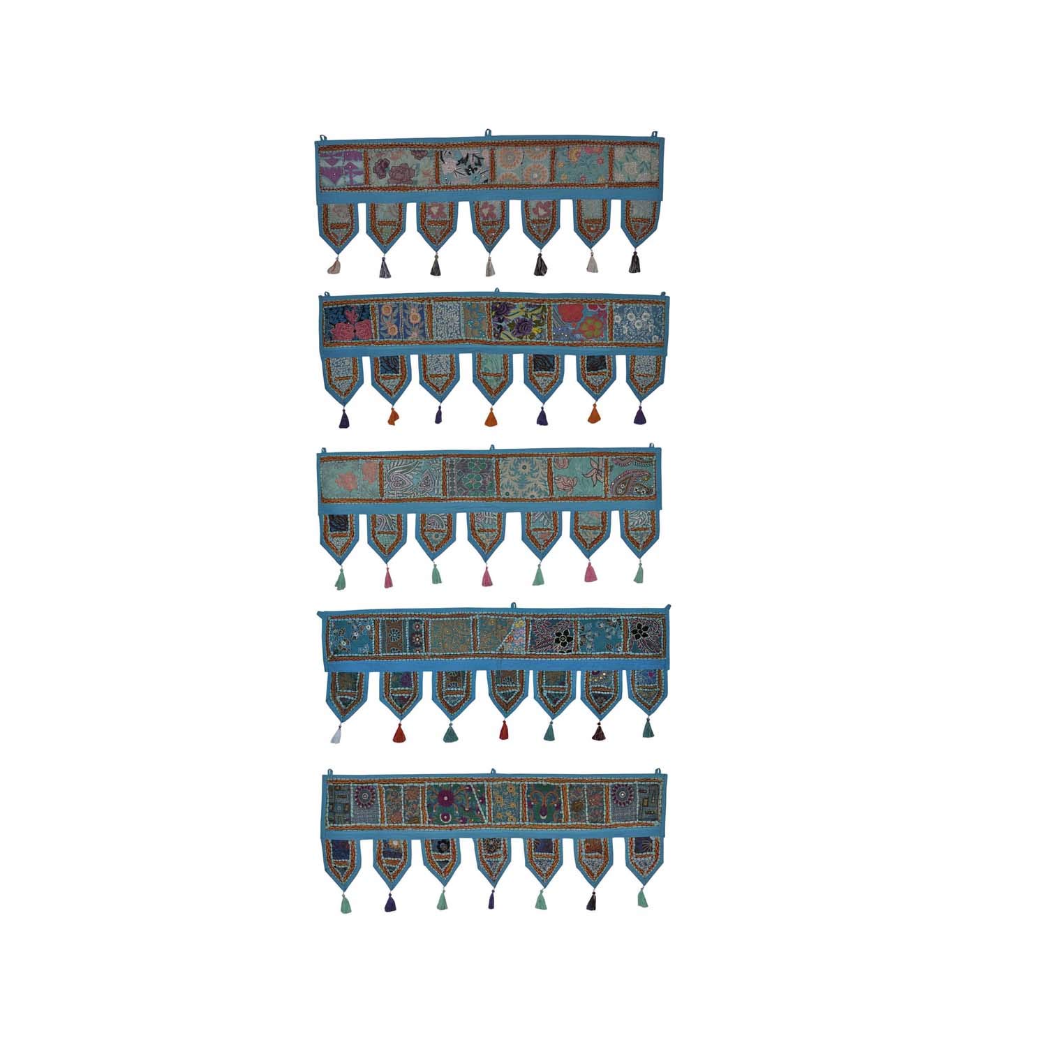 Cantonnière patchwork turquoise pour porte pour créer une ambiance bohème chez soi
