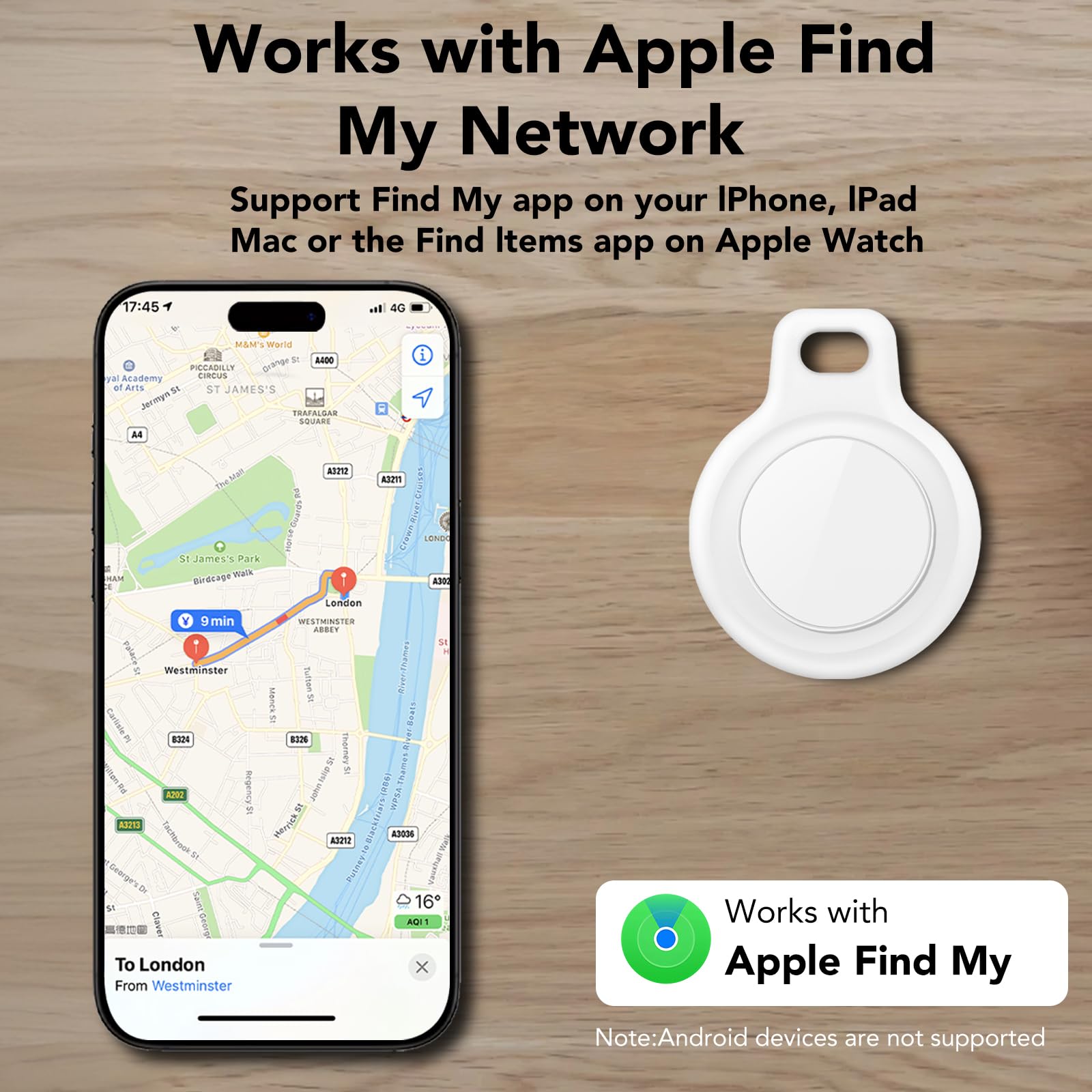 Air Tracker Tag 4 Pezzi, Bluetooth Localizzatore Compatibile con Apple Find My (solo iOS), IP67 Impermeabile, Smart Tag per Trovare Bagagli, Zaini, Valigia, Batteria Sostituibile