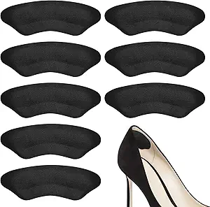 Heel Grips Liner Cushion Inserts for Loose Shoes Men Women, Soft, Suitable, Comfortable, Heel Pads Protectors for Heel Slipping, Heel Pain, Blister, Friction, Anti-Slip Shoe Filler, 4 Pairs, Black