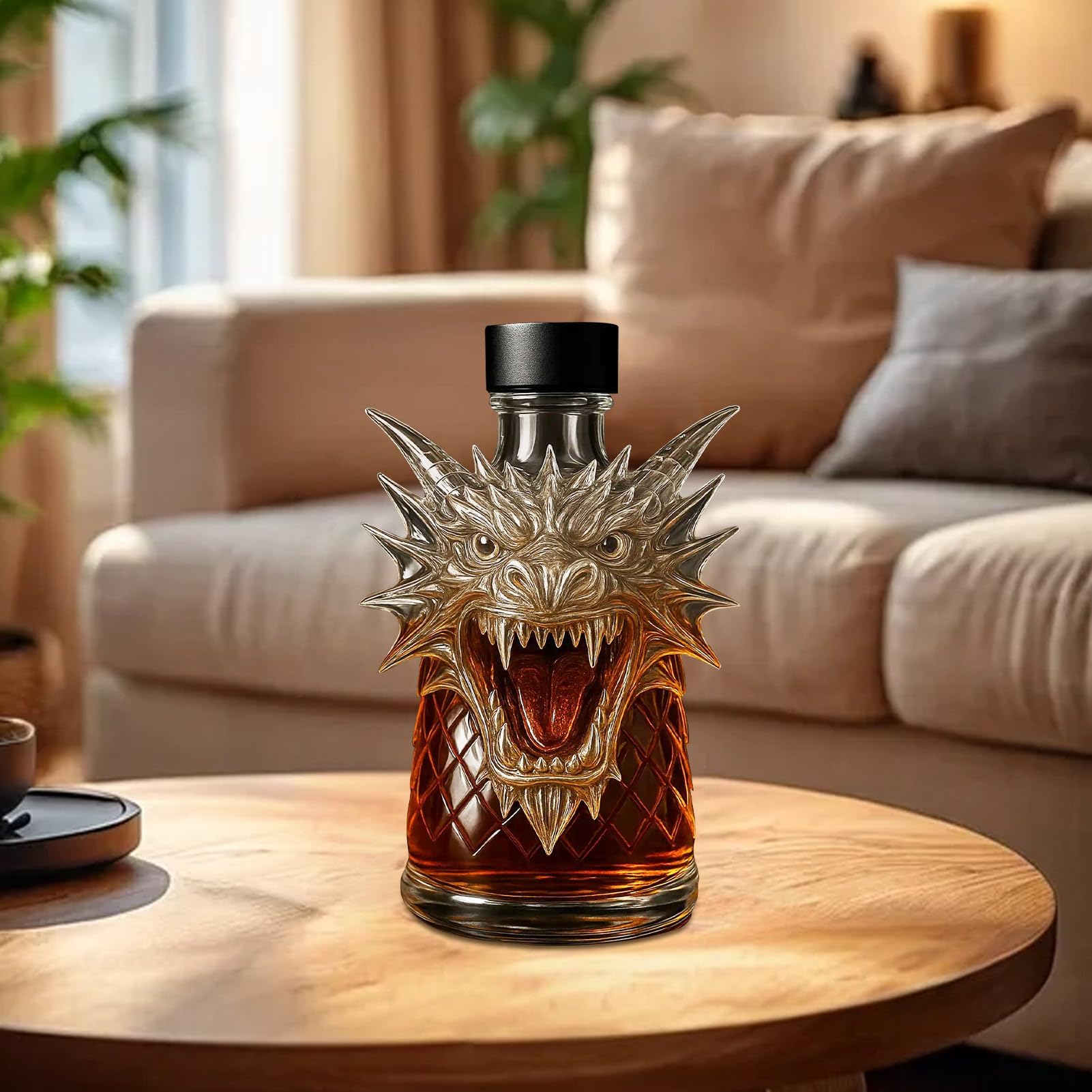 Decanter per liquori fantasy, espositore per whisky con drago, contenitore per liquori artistici, per bar, collezionisti, sculture a tema, birra, vino, ornamento per uomini, ricevimenti di nozze