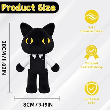 Plush Toy Game Inspired Cute Dressed Cat Stuffed Animal Soft Cuddly Toy Character Doll Collectible Plush Figure For Bedroom Sofa Desk Home Decoration Gift for Kids and Adults