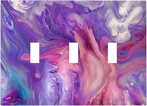 Miniatura 32 de Cubiertas de salida de textura abstracta moderna de mármol líquido Pintura abstracta púrpura Arte de pared Cubiertas de toma 1 banda Interruptor de