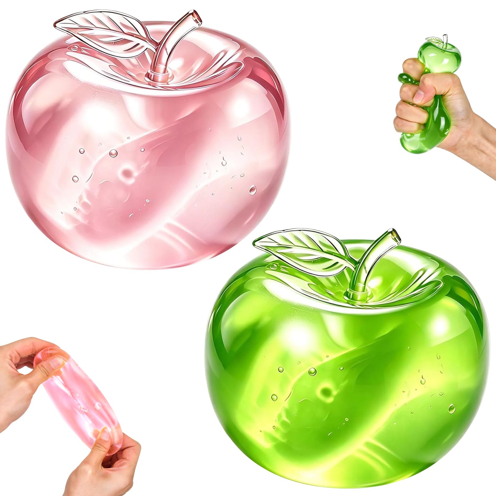 2 PCS Apples Squishy Fidget Toys, Apple Squishy Stress Ball, Slow Rising Sensory Squishies Balls, Squeeze Stress Relief Toy for Adults and Kids Office Desk Decor, Stress Relief & Anxiety