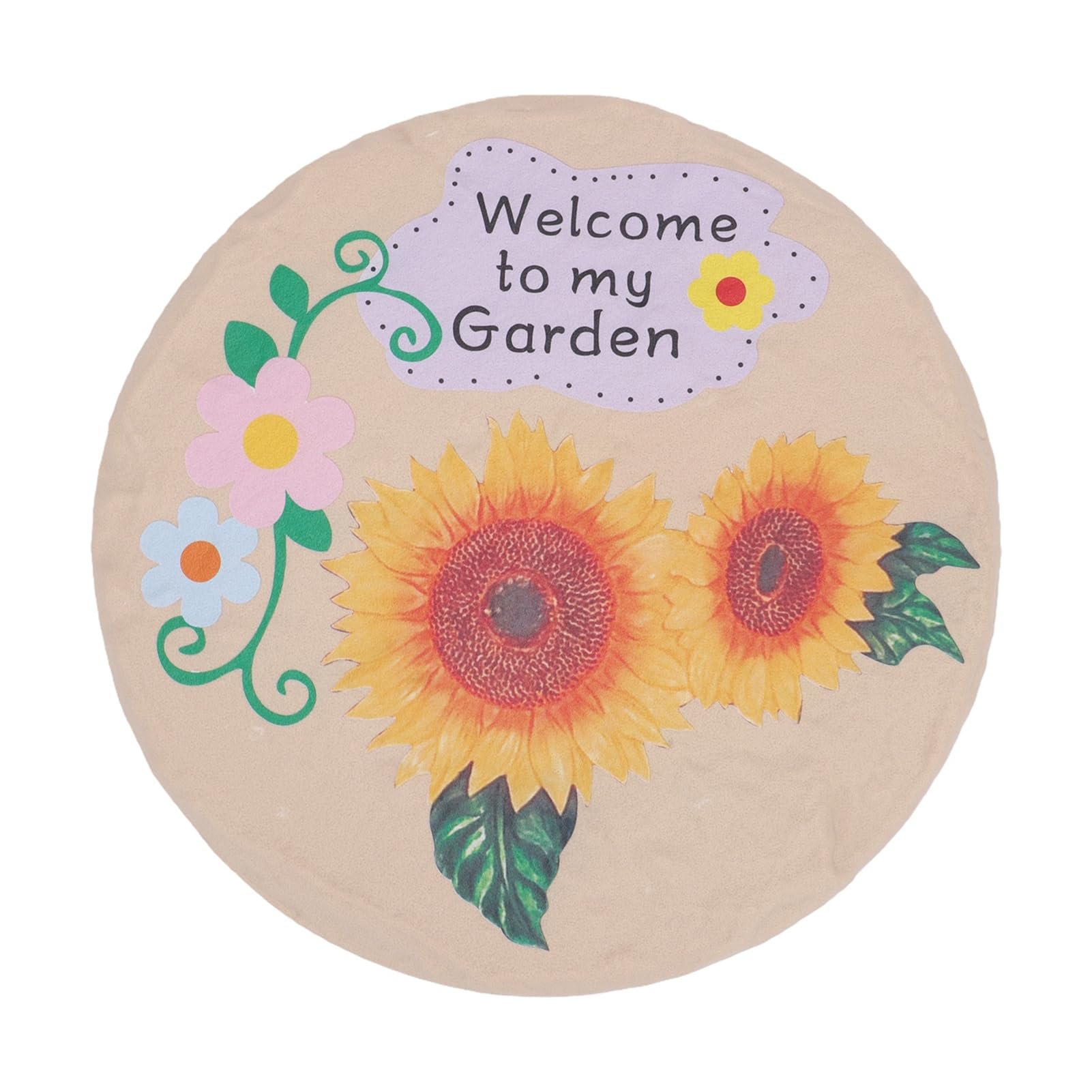 Luocute Dalles en Résine pour Jardin, Pas Japonais Ronds avec Piquets de Fixation, 4 Pièces étanches pour Pelouse Terrasse Allée, Installation Facile (Style de Petite Fleur de Tournesol)