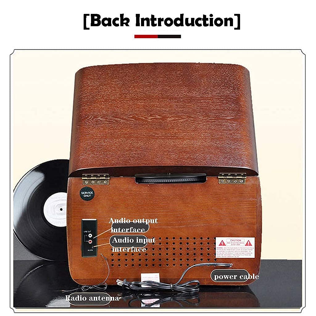 Giradischi a 3 velocità con Riproduzione di Vinile, Bluetooth Wireless, CD, Radio, U Disk, Ingresso Audio, Uscita Giradischi con 4 Altoparlanti per la decorazio(Stile Classico)