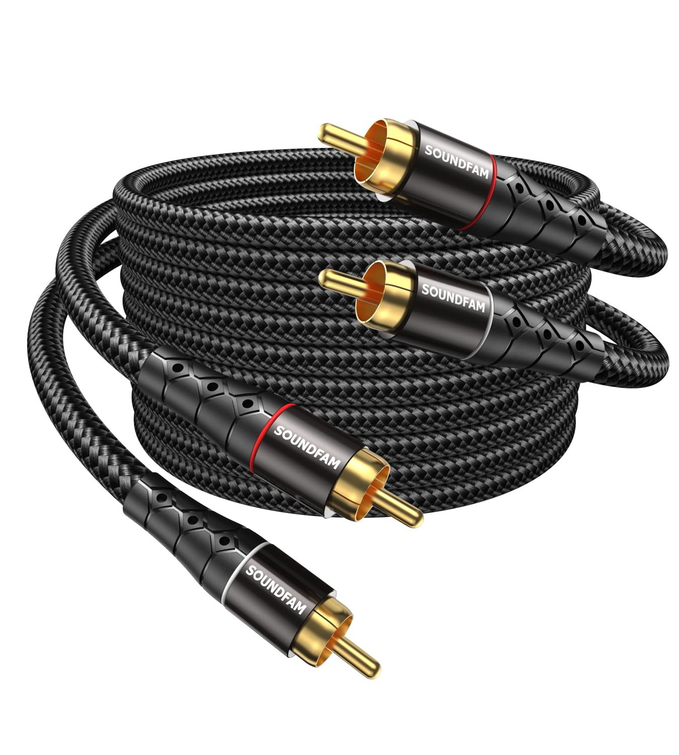 Câble Audio RCA 5M 2-Pack Cinch Câble(câble pour caisson de basses) Pour Home Cinéma, TV HD, Amplificateurs, Chaînes Hi-Fi, Autoradios - Noir