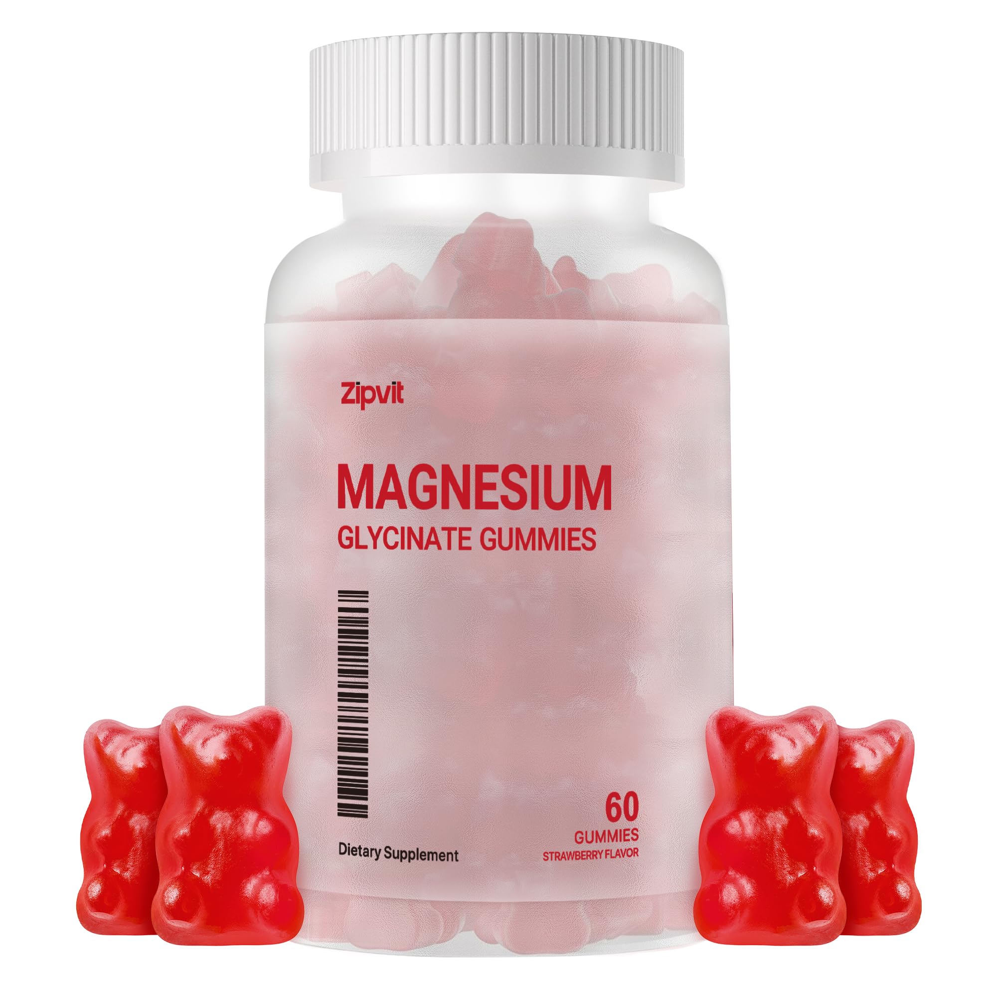 Magnesium Glycinate Gummies 1000mg - Sugar Free Magnesium Potassium Supplement with Vitamin D, B6, CoQ10 for Calm Mood & Sleep Support - 60 Strawberry Gummies