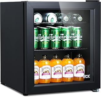 48L Mini Fridge with Glass Door, 0-15°C Cooling Zone and 2 Shelves, Compact Beverage Refrigerator Cooler for Bar and Living Room