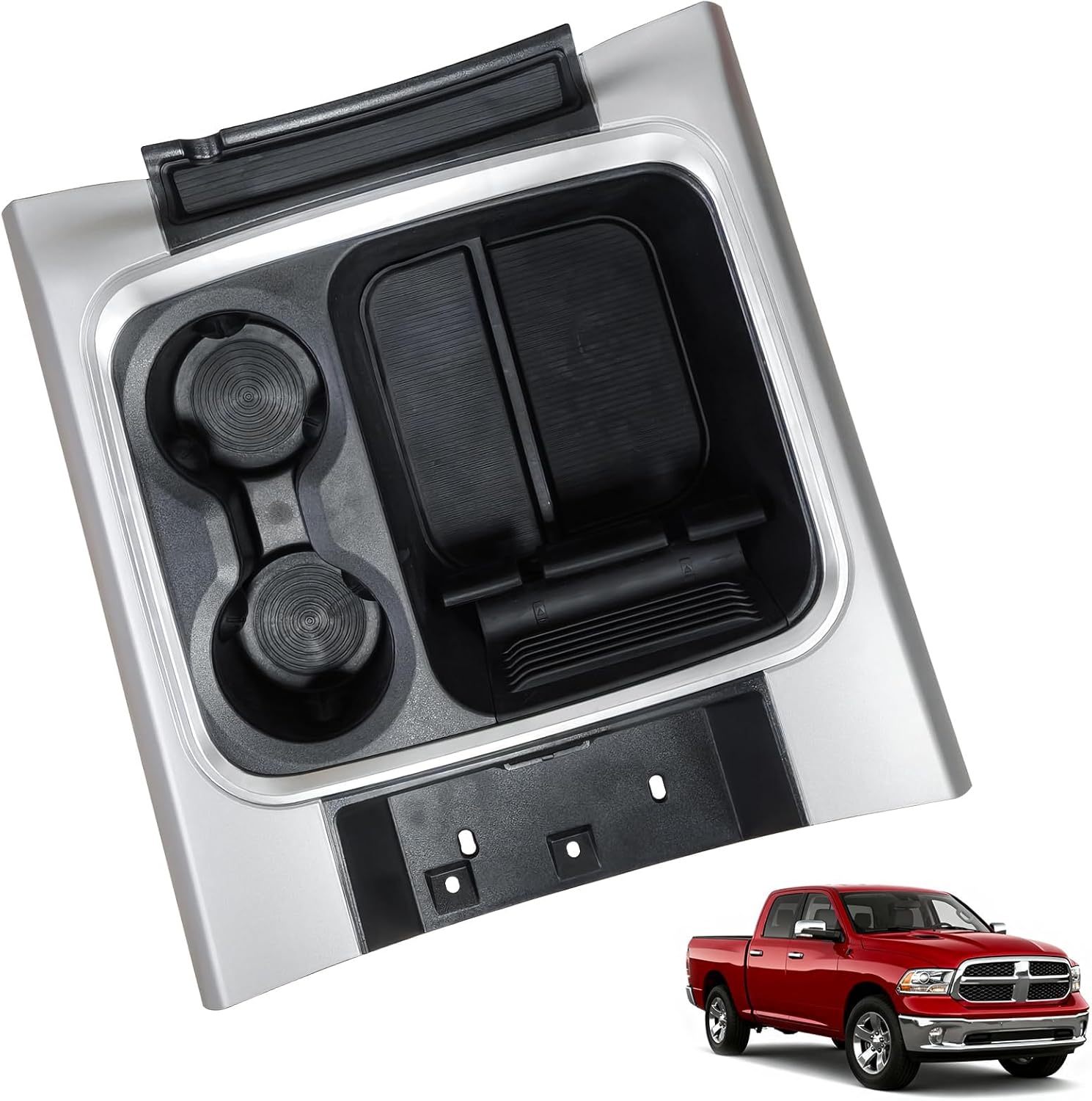 Full Floor Center Console Bezel Cup Holder, Middle Console Cover Compatible with 2015-2018 Ram 1500 Classic 2016-2018 Ram 2500 Ram 3500 Replaces # 5VC931Z6AB 5VC931Z6AA 5VC931Z0AB