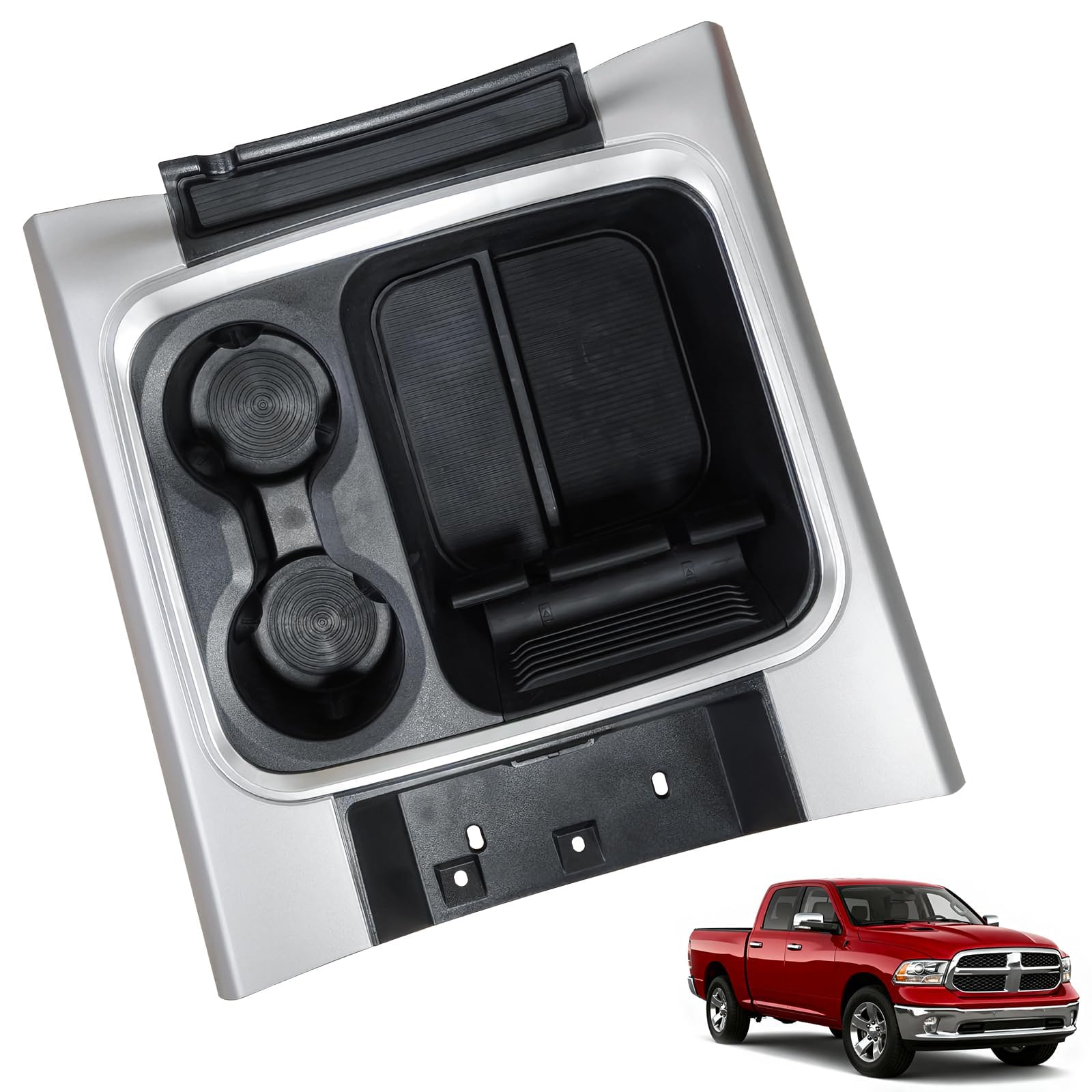 SerBeggor Full Floor Center Console Bezel Cup Holder, Middle Console Cover Compatible with 2015-2018 Ram 1500 Classic 2016-2018 Ram 2500 Ram 3500 Replaces # 5VC931Z6AB 5VC931Z6AA 5VC931Z0AB