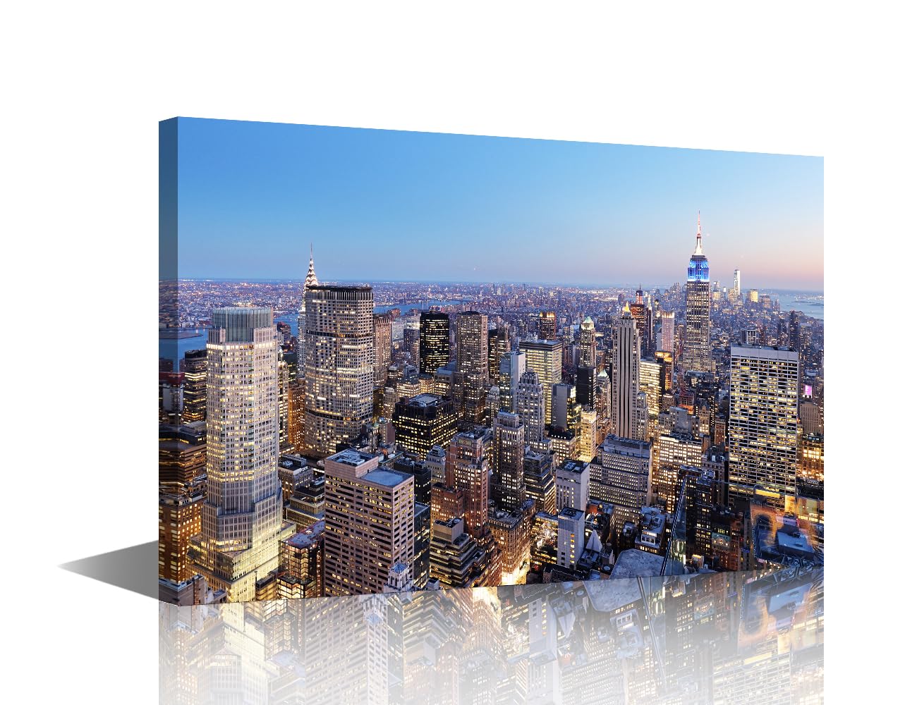 TISHIRON Canvas Wall Artwork Manhattan Skyline Decor Modern Artwork for Living Room City Panorama Walls Art Poster Paintings Crafts New York Pictures Framed Canvas Wall Art Decorations(18" Wx12 H)