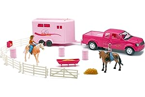 Barbie Pink Pick Up Truck and Trailer Horse Set