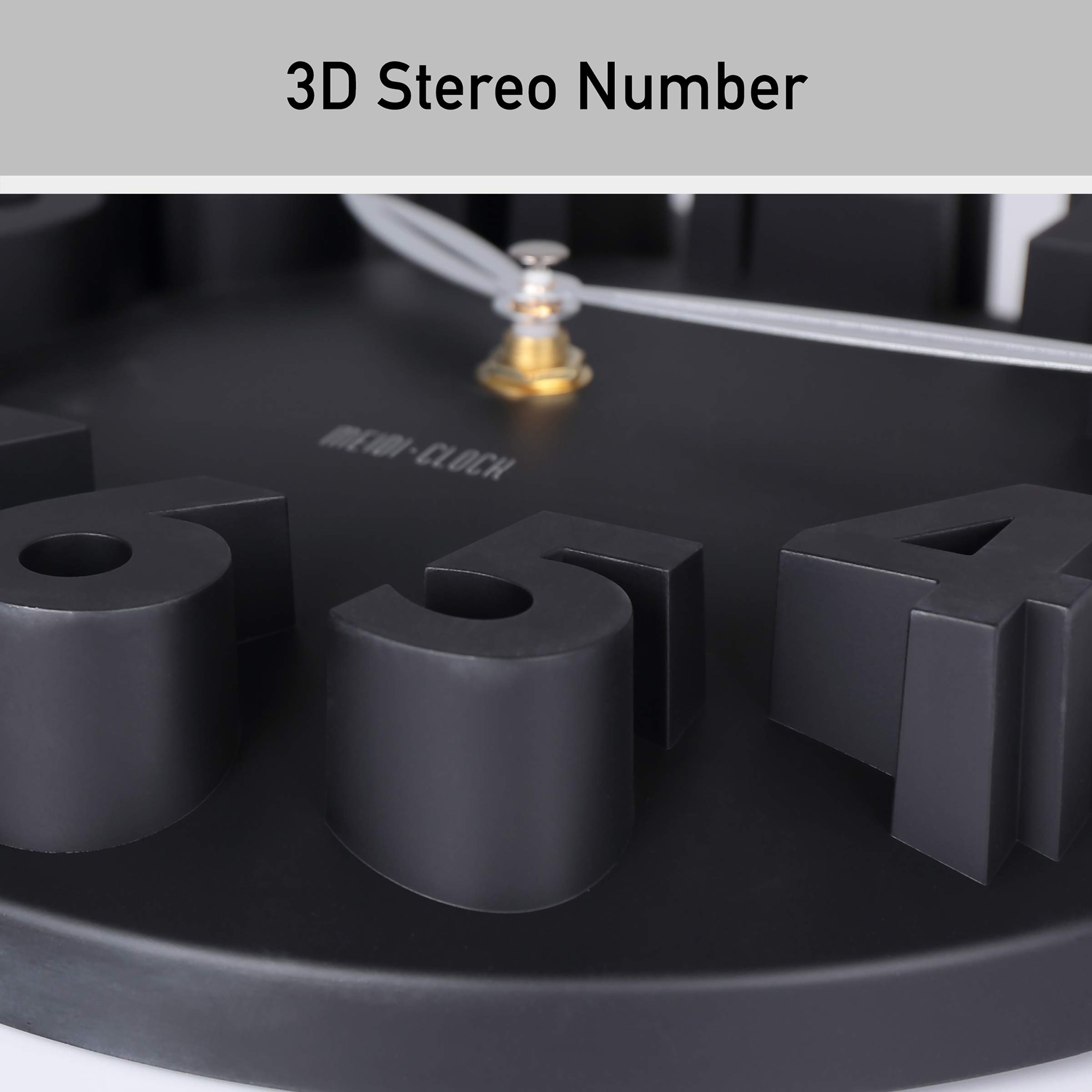 MEIDI CLOCK Modern Design Big Digit 3D Wall Clock Home Decor Decoration - Black