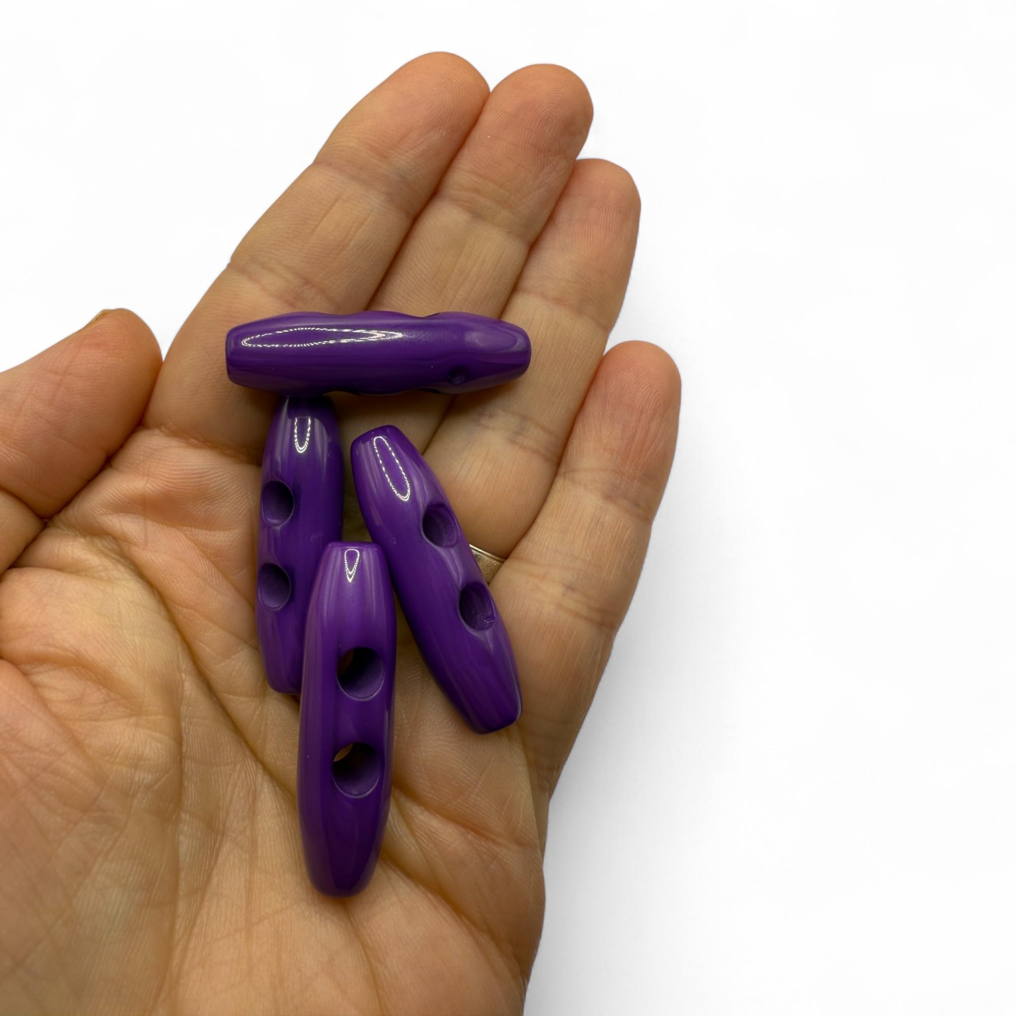 Purple Plastic Toggle Buttons, 38mm, 2-Hole, Pack of 6