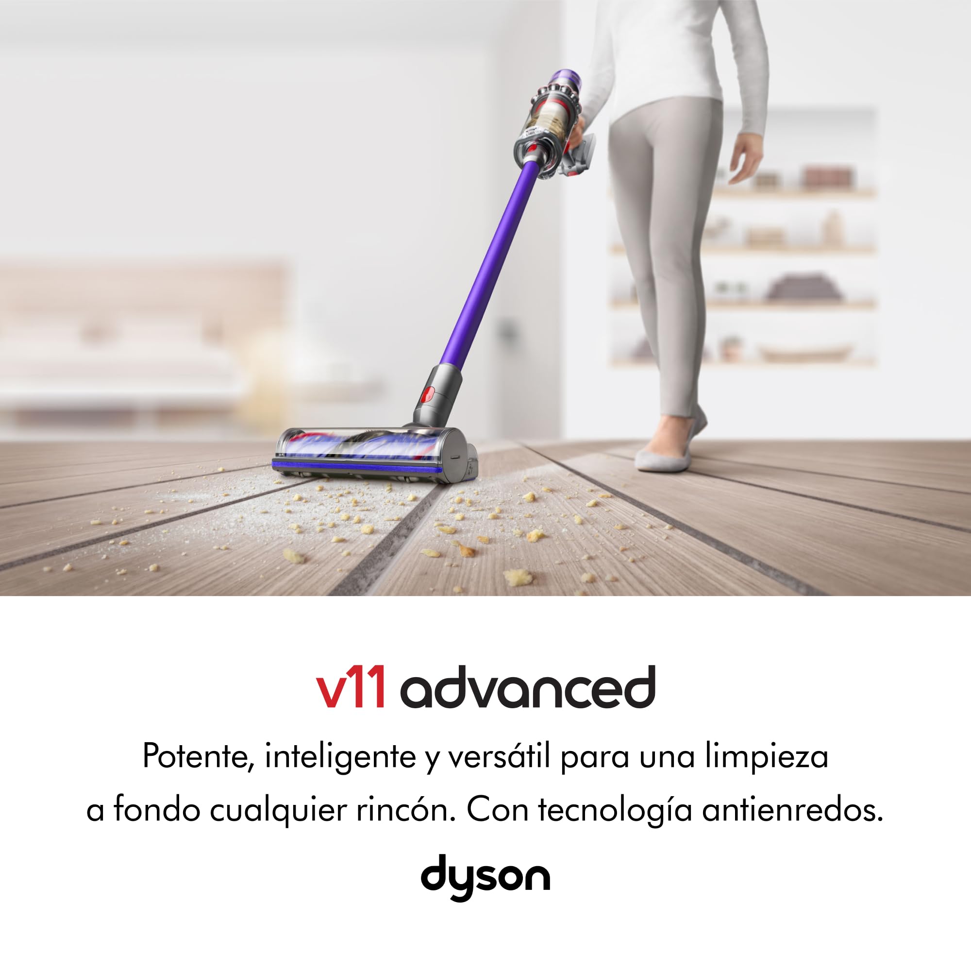Dyson V11™ Advanced aspiradora sin Cable – 200 Airwatts, 60 min de autonomía, tecnología Anti-enredos, aspiradora de Mano y Suelos (Níquel/Violeta)