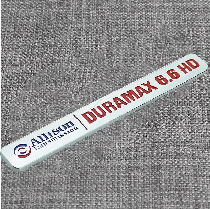 Image of 2Pcs Allison Transmission 6.6Hd 6.6 Hd Emblems 3D Badge Decal Compatible with Dura-max 2500Hd 3500Hd Silverado Sierra Truck (Chrome Red)