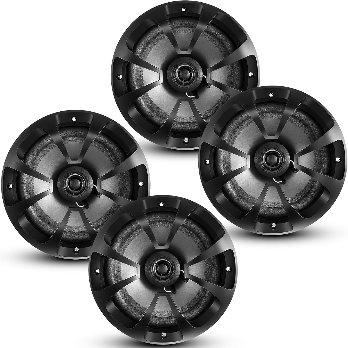 2 Pairs 2-Way Coaxial Car Audio Speakers Full Range Speakers with Powerful Sound and Easy Installation Enhanced Bass Response Black Car Loudspeaker (Round,6.5")