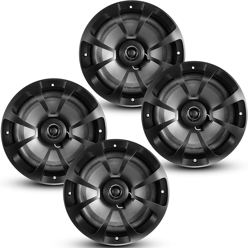 2 Pairs 2-Way Coaxial Car Audio Speakers Full Range Speakers with Powerful Sound and Easy Installation Enhanced Bass Response Black Car Loudspeaker (Round,6.5")