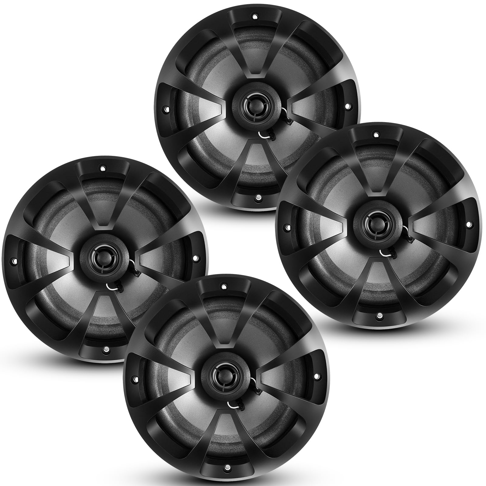 2 Pairs 2-Way Coaxial Car Audio Speakers Full Range Round Speakers with Powerful Sound and Easy Installation Enhanced Bass Response Black Car Loudspeaker (6.5")