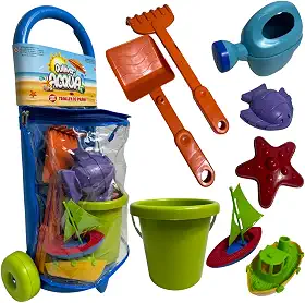 Carrinho Trolley de Praia Kit Com Baldinho Pá E Acessórios Brinquedo Infantil - Gulliver 5054