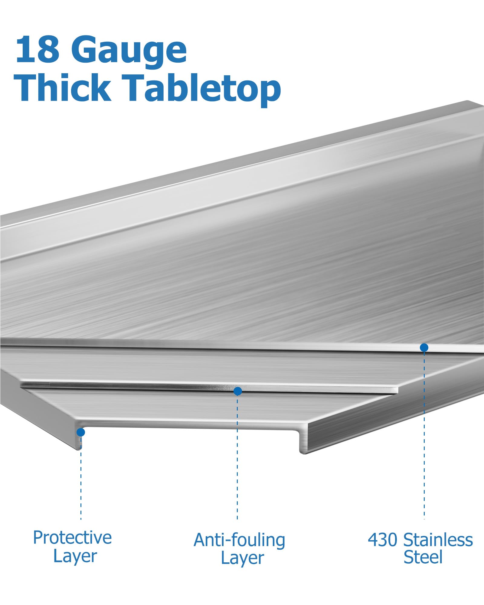 Garvee Mesa de trabajo comercial de acero inoxidable resistente con certificado NSF, mesa de preparación y utilidad de 91 x 61 cm con estante inferior, resistente al óxido, fácil de limpiar