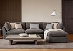 Iroomy Modular Sectional Sofa, U Shaped Chenille Cloud Couch Deep Comfy Seat, 6-Seater Sofas Couches for Living Room, White