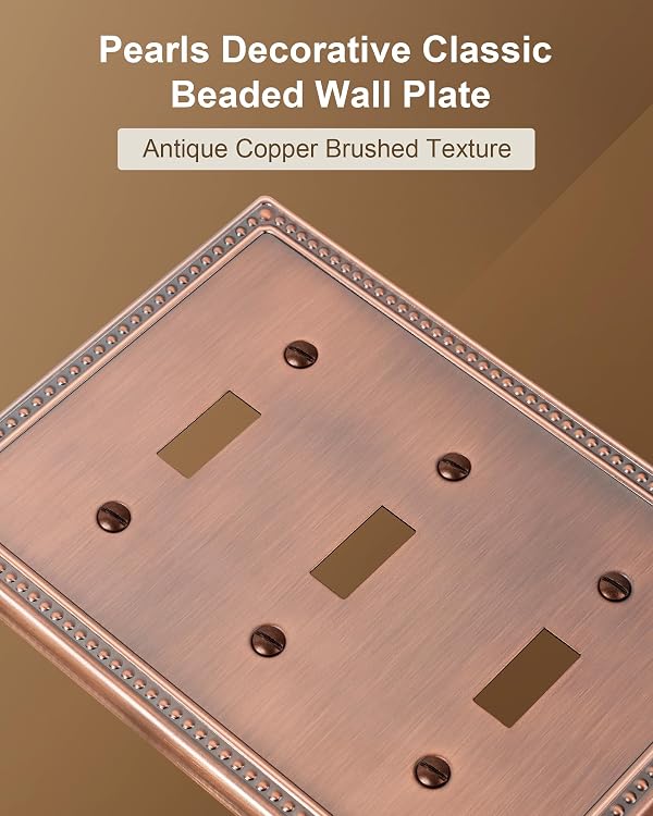 TREEWELL 2-Pack Triple Toggle Light Switch Cover Plate, Antique Copper by treewell - Used condition - Image 3