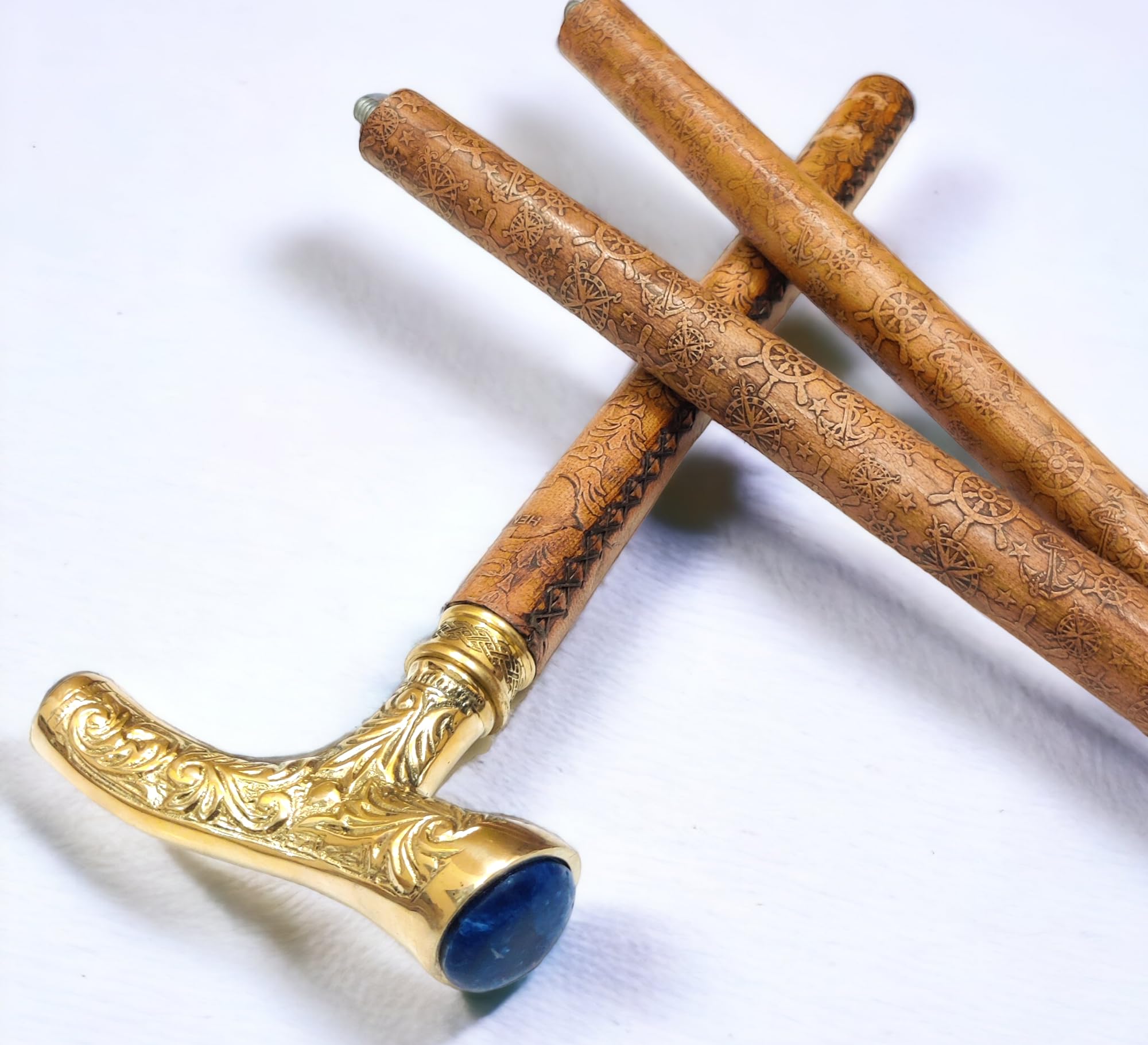 NORVILLE® Walking Stick for Men Women Old People - Wooden Leather Cane with Royal Brass Handle Sturdy Balanced Walking Cane Stick Stylish Looking (B0CSF2TJT3) Amazon Price History, Amazon Price Tracker