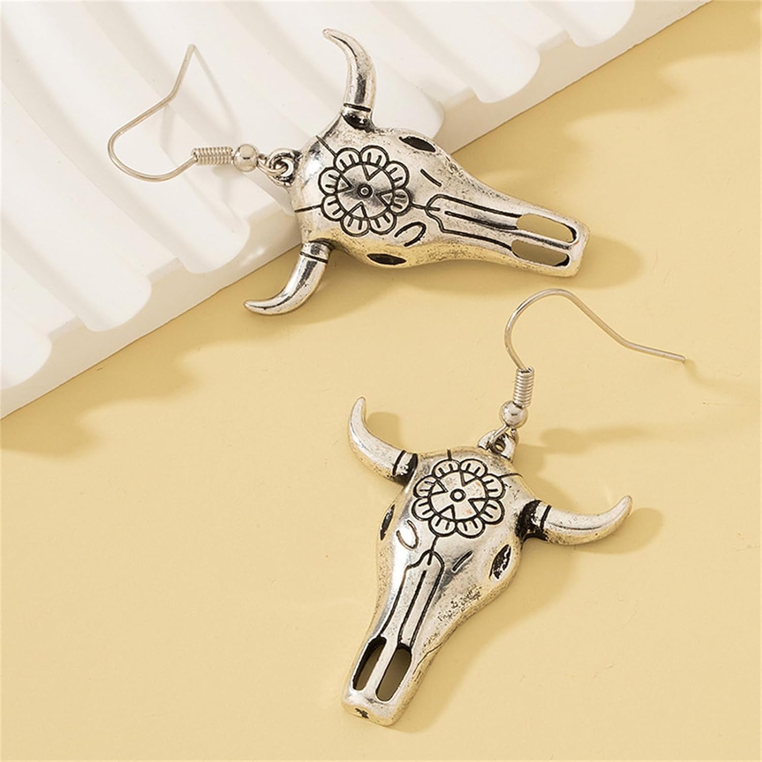 Cowgirl Western Earrings Boho Charm Texas Boots Cowboy Hat Cattle Head Bull Gun Antique Silver Plated Cool Dangle Drop Earrings for Women Country West Style Fashion Jewelry Gifts - Image 4