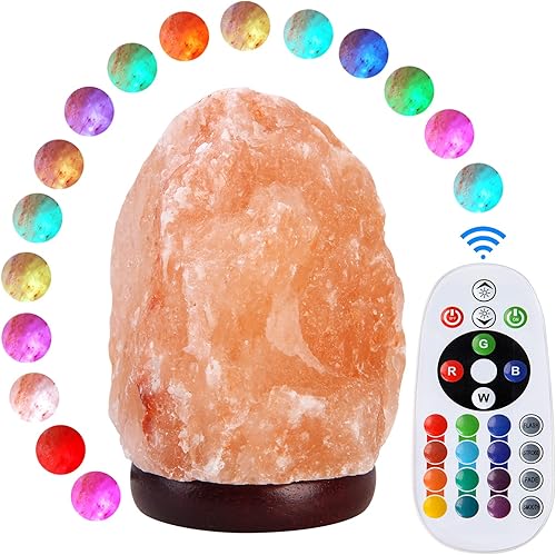 Lámpara de sal del Himalaya de 5.5 pulgadas, luz nocturna con control remoto, 16 colores cambiantes mejorados y 4 modos de luz, lámpara LED USB de