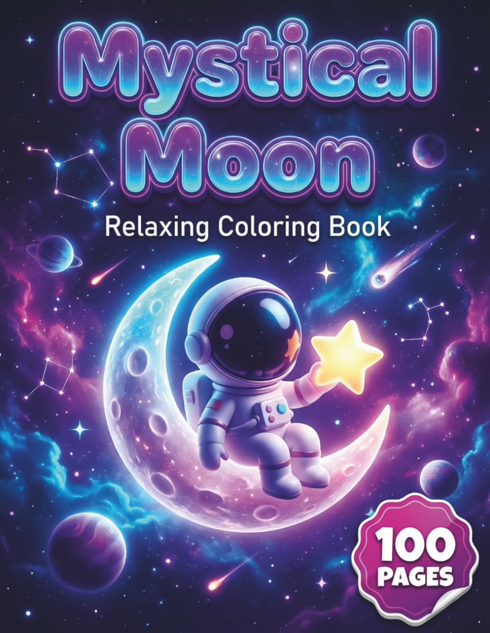 Mystical Moon: Relaxing Coloring Book for Teens and Adults with 100 Pages featuring Cute Lunar Scenes, Celestial Dreamcatchers, and Starry Night Skies for Stress Relief (AuraColorLab Nature Series)