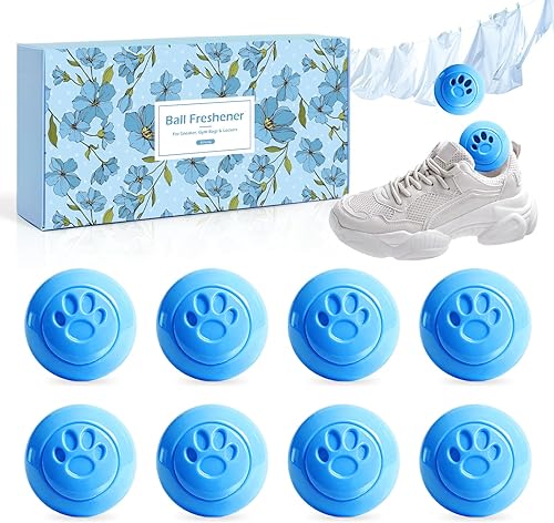 SCENTORINI Bolas desodorantes para zapatos, paquete de 8 bolas desodorizantes de lino, eliminador de olores para zapatos, botas, ambientador de