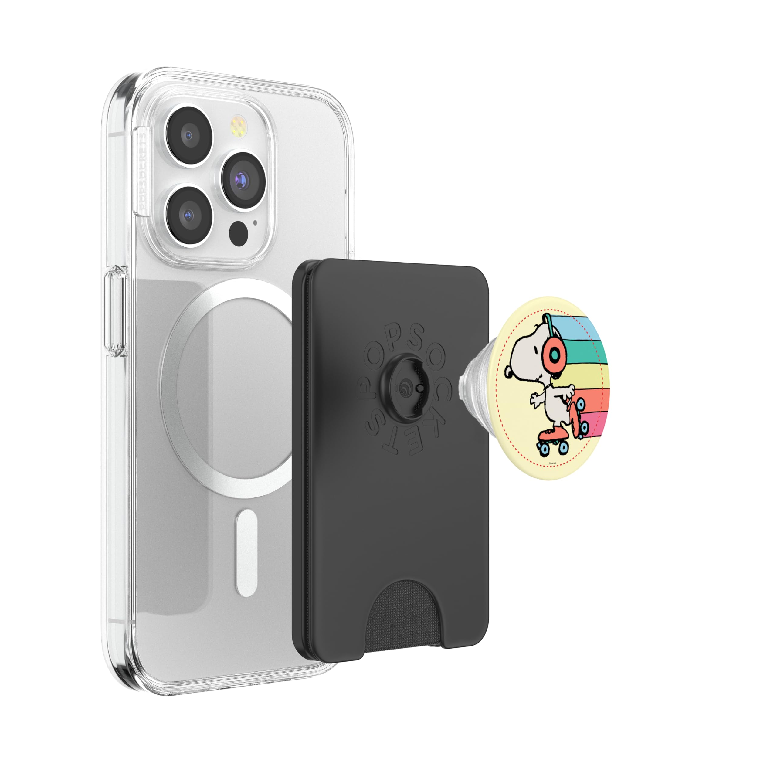 Peanuts Snoopy Easter Skate PopSockets PopWallet for MagSafe, Black - Image 3