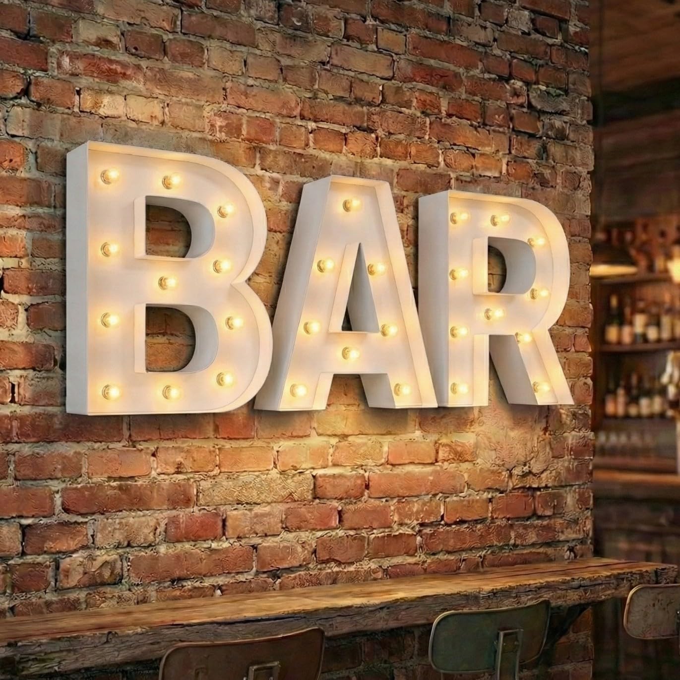 NEONSIGN Premium White Metal Marquee Letters for Wall Decor - 1.5ft to 4ft Large Light Up Alphabet & Numbers - Vintage Industrial LED Sign for Wedding, Party, Business Logo & Home Bar (18 INCHES)