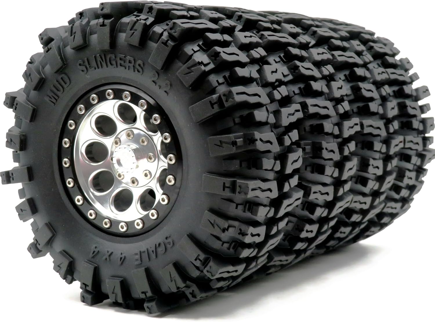 HOBBYSOUL 124mm Tall Mud Slingers 2.2 Beadlock Wheels and Tires Set ...