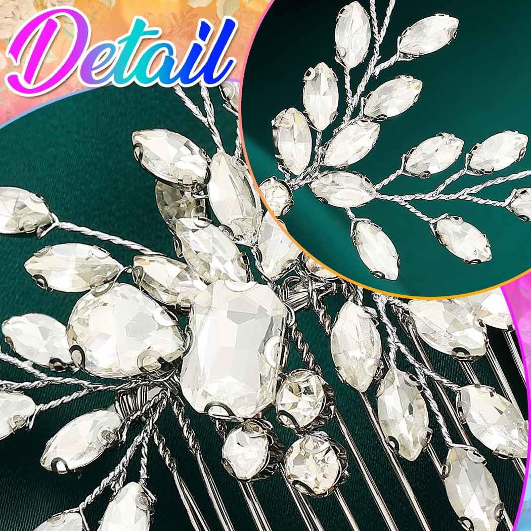 HEREAD Rhinestone Bride Wedding Hair Comb Silver Crystal Bridal Hair Pieces Hair Accessories for Women (Silver) - Image 4
