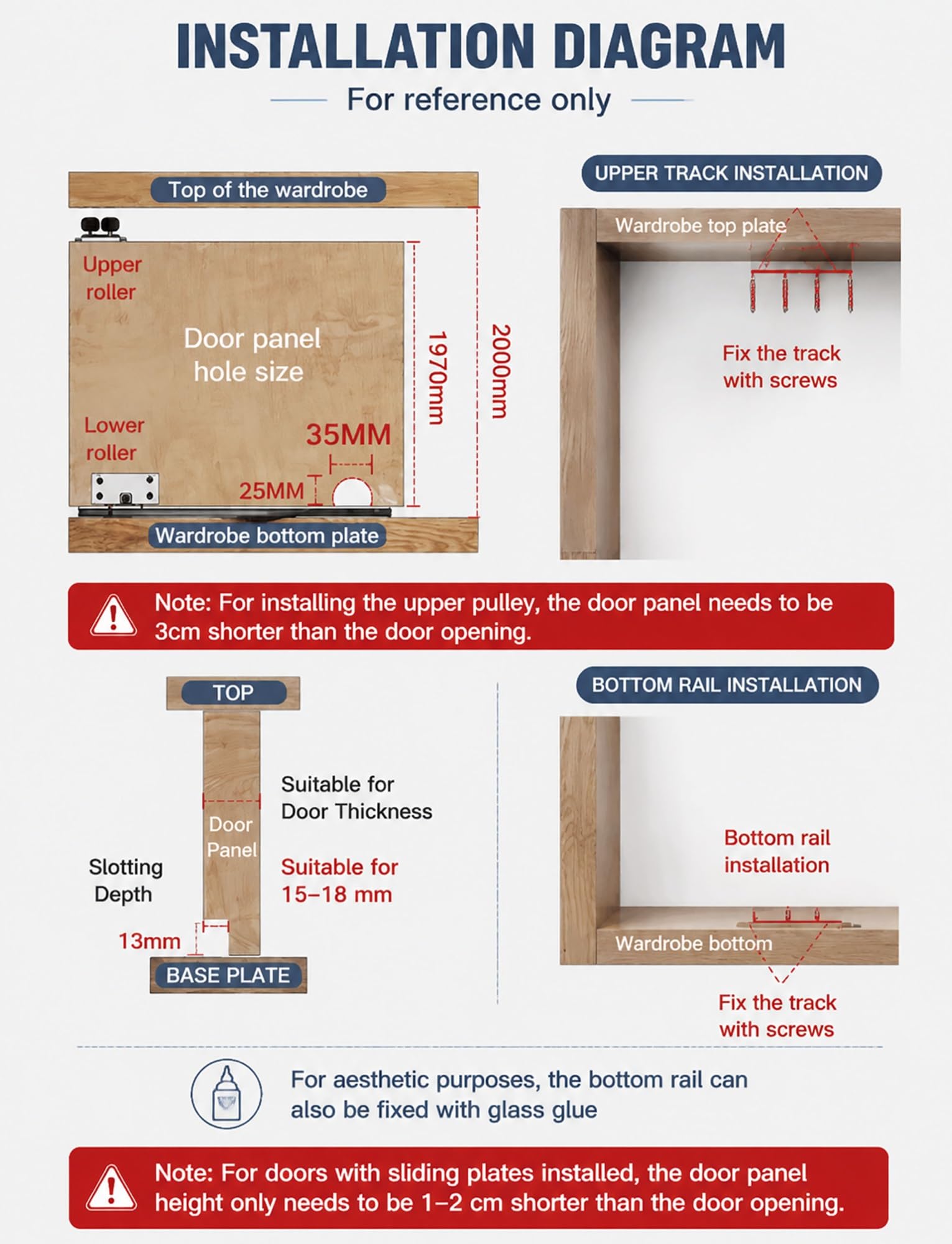Kit de herrajes para puerta corredera, rieles de montaje empotrados ajustables para armario de 3 paneles, armario, divisor de habitación, puertas de gabinete, se adapta de 39.4 a 118.1 pulgadas