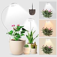 Vista 9 de Wolezek Luces de cultivo 2 en 1 para plantas de interior, luces de plantas de 3 colores con cuello de cisne 360, 48 LED de espectro completo, Negro