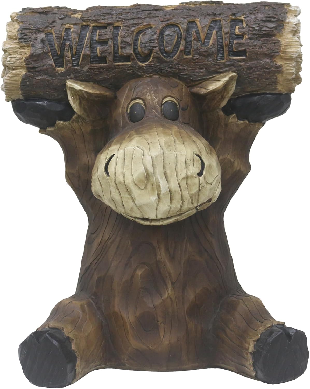 Hi-Line Gift Ltd Moose Cub Holding Welcome Sign Garden Decor
