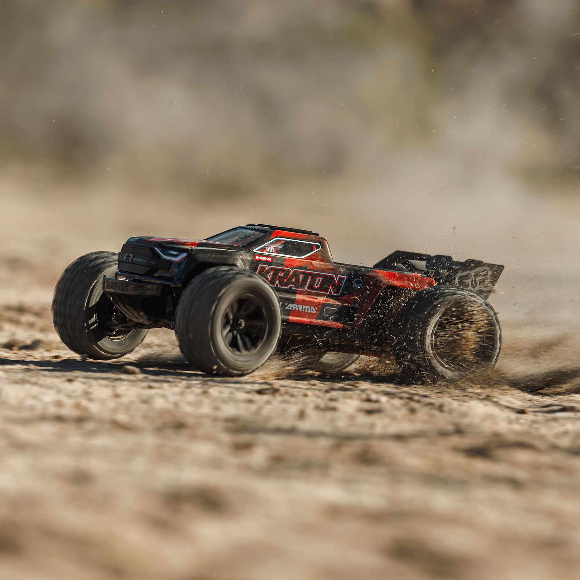 ARRMA Camion de Vitesse sans balais Kraton 3S DSC 4 x 4 RTR 1/16, Noir/Rouge, ARA2508T1 | Voiture télécommandée, batterie et chargeur non inclus ARA2508T1
