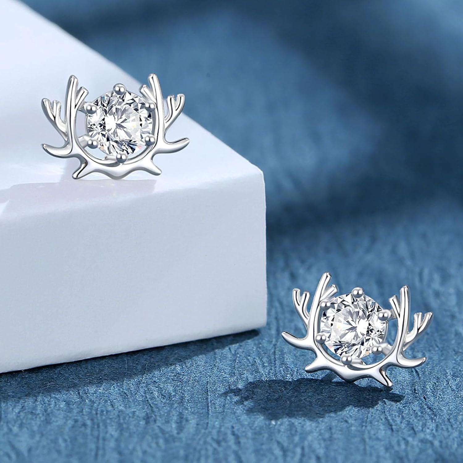 Moissanite Stud Earrings for Women Wife D Color VVS1 Round Cut Moissanite Gift for Mom Her S925 Sterling Silver for Birthday - Image 2