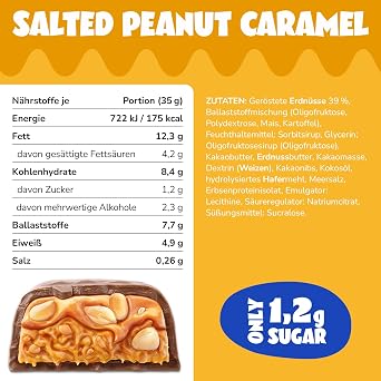 Ahead Vegan Candy Bar - Salted Peanut Caramel - 16 x 35g - Keto Bar with Chocolate No Added Sugar - Only 5g Net Carbs Per Low Carb Candy - Improved Formula
