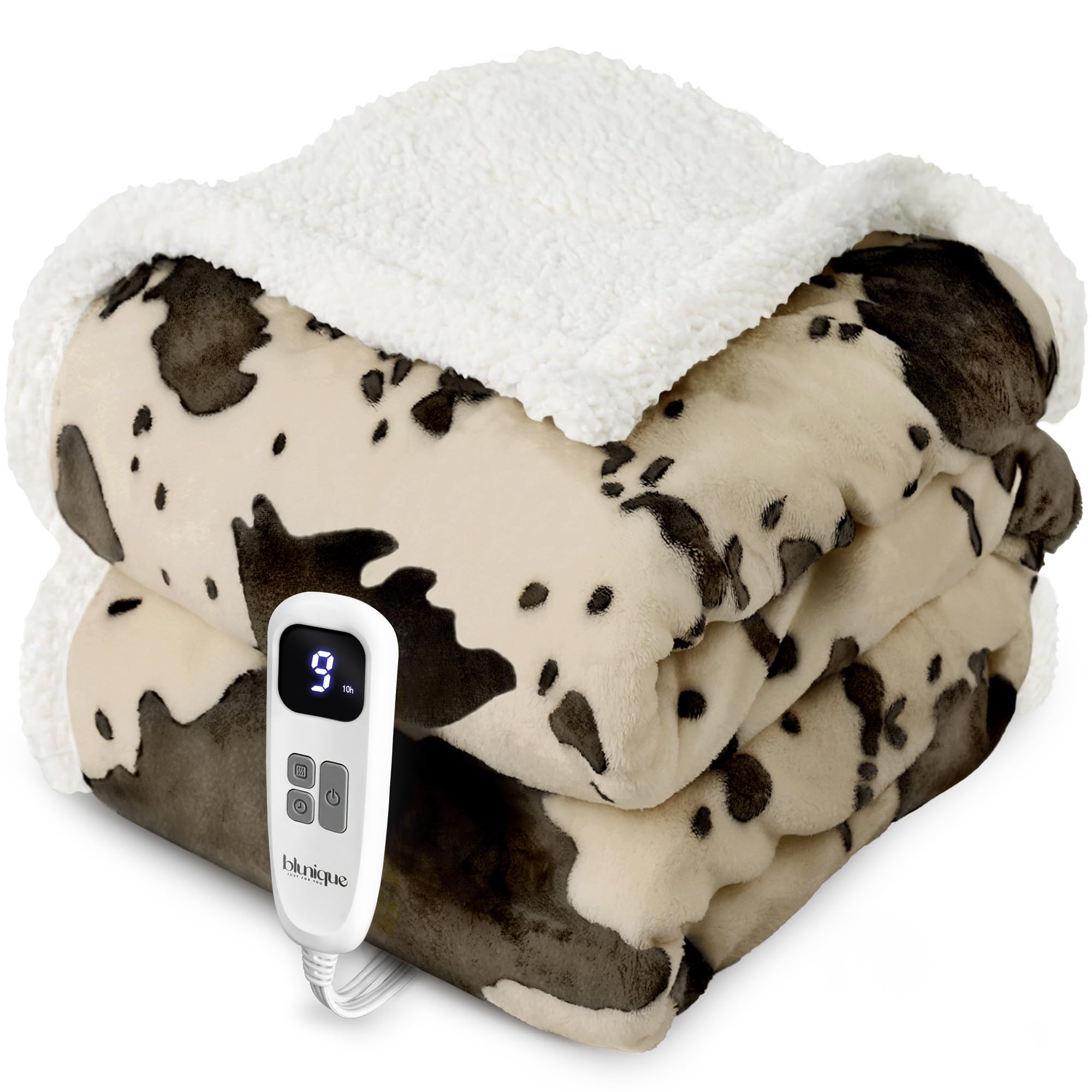 Heated Blanket Throw Blanket - Fast Heating Electric Blanket, Soft Heated Throw with 4 Time Settings,10 Heating Settings, Warm Gifts for Women Mom Grandma(50" x 60" Light Brown)