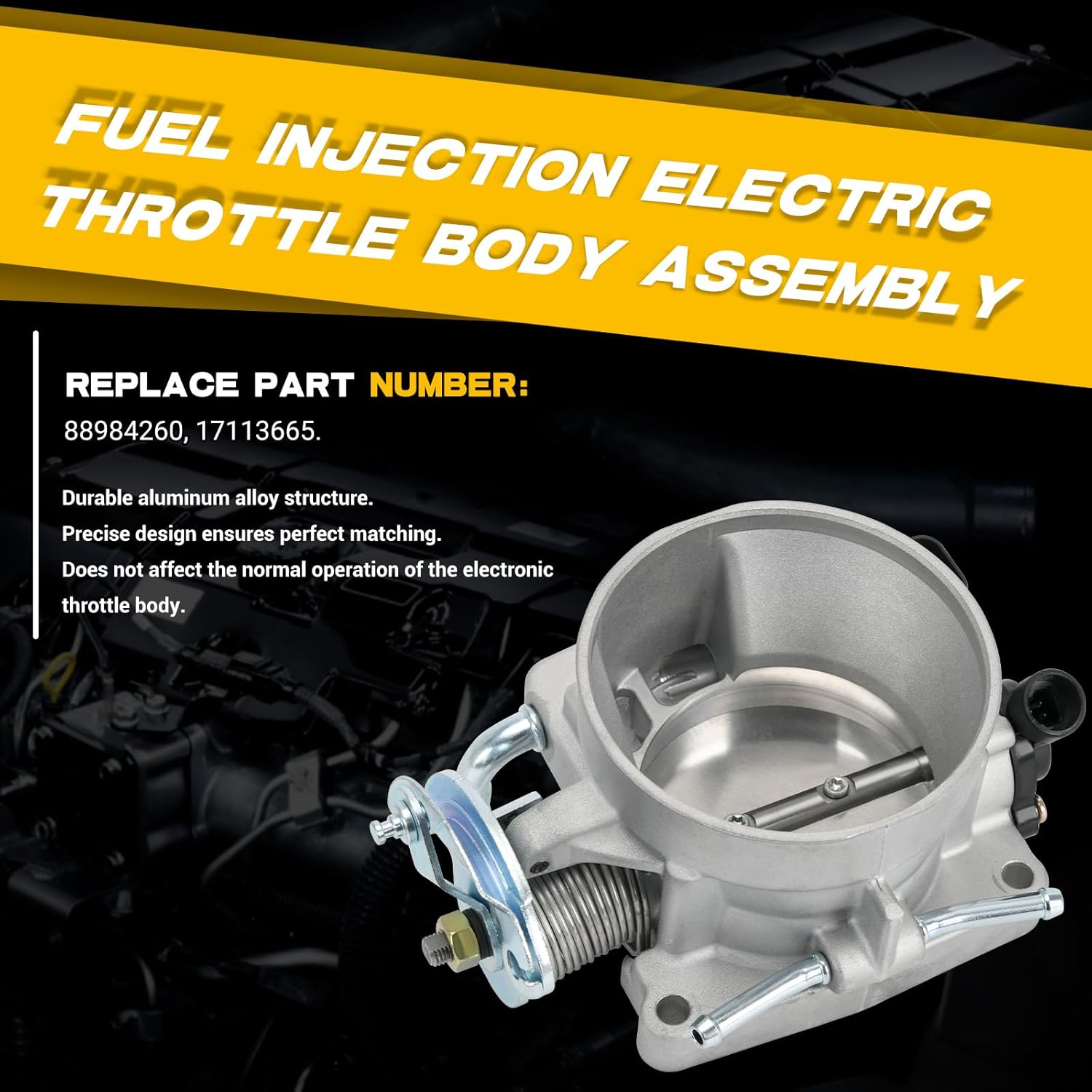 Fuel Injection Electric Throttle Body Assembly Compatible With Cadillac Escalade 02-02 Chevy Avalanche Silverado Suburban Tahoe 00-02 GMC Sierra 1500 Yukon 00-02 88984260 17113665