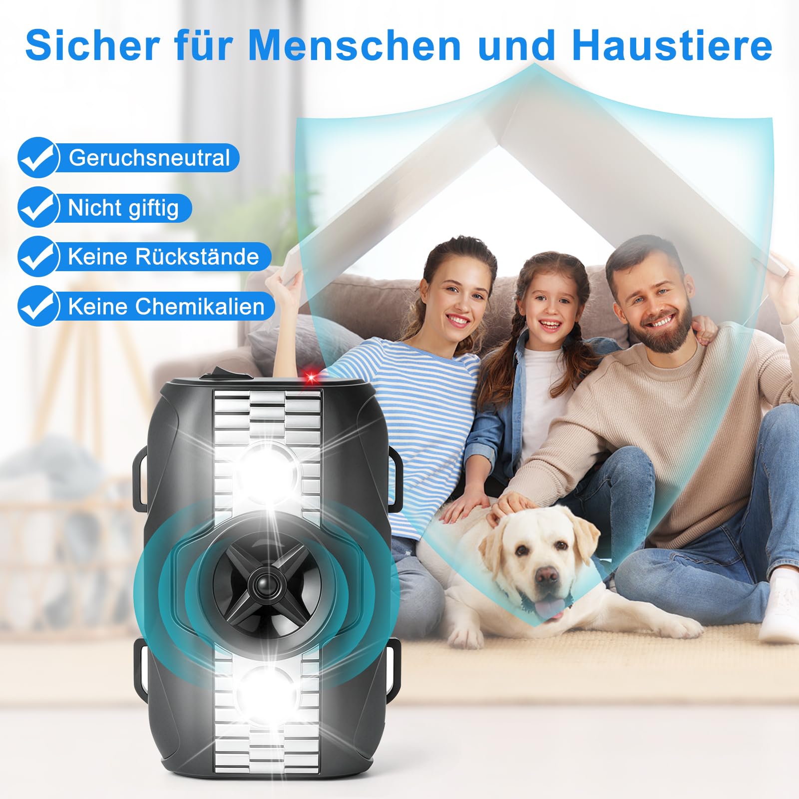 2 Stück Marderschreck Auto, Marderabwehr Dachboden mit Ultraschall & Blinklicht, Mauseabwehr Kraftfahrzeugmotor, Mäuseabwehr Marderschreck für Haus, Garage, Garten, Keller