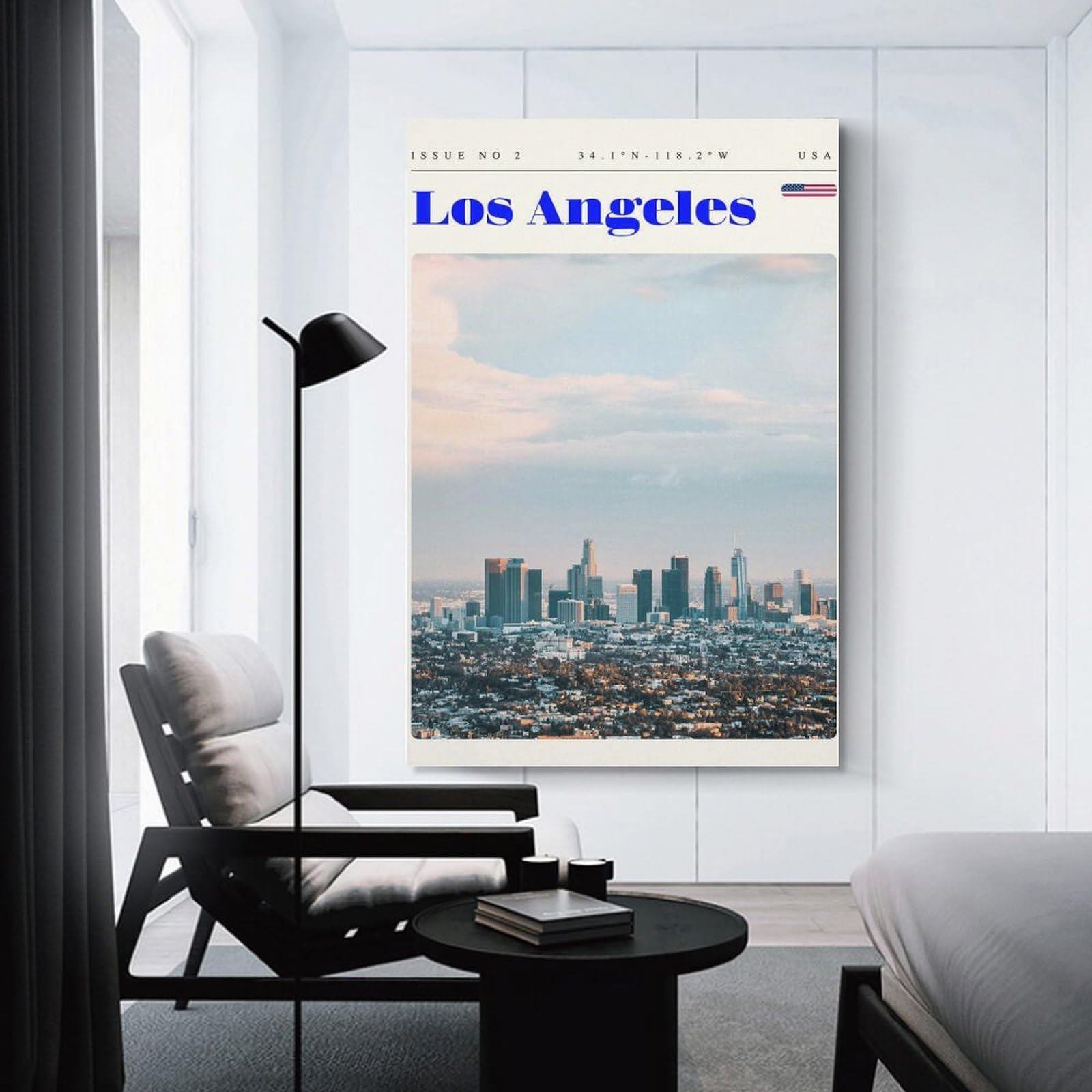Junmoney Los Angeles California Travel Art Home Decor Wall Art, 24x36inch(60x90cm), for Living Room, Bedroom Or Apartment Walls, Canvas Styling for A Polished Room Look