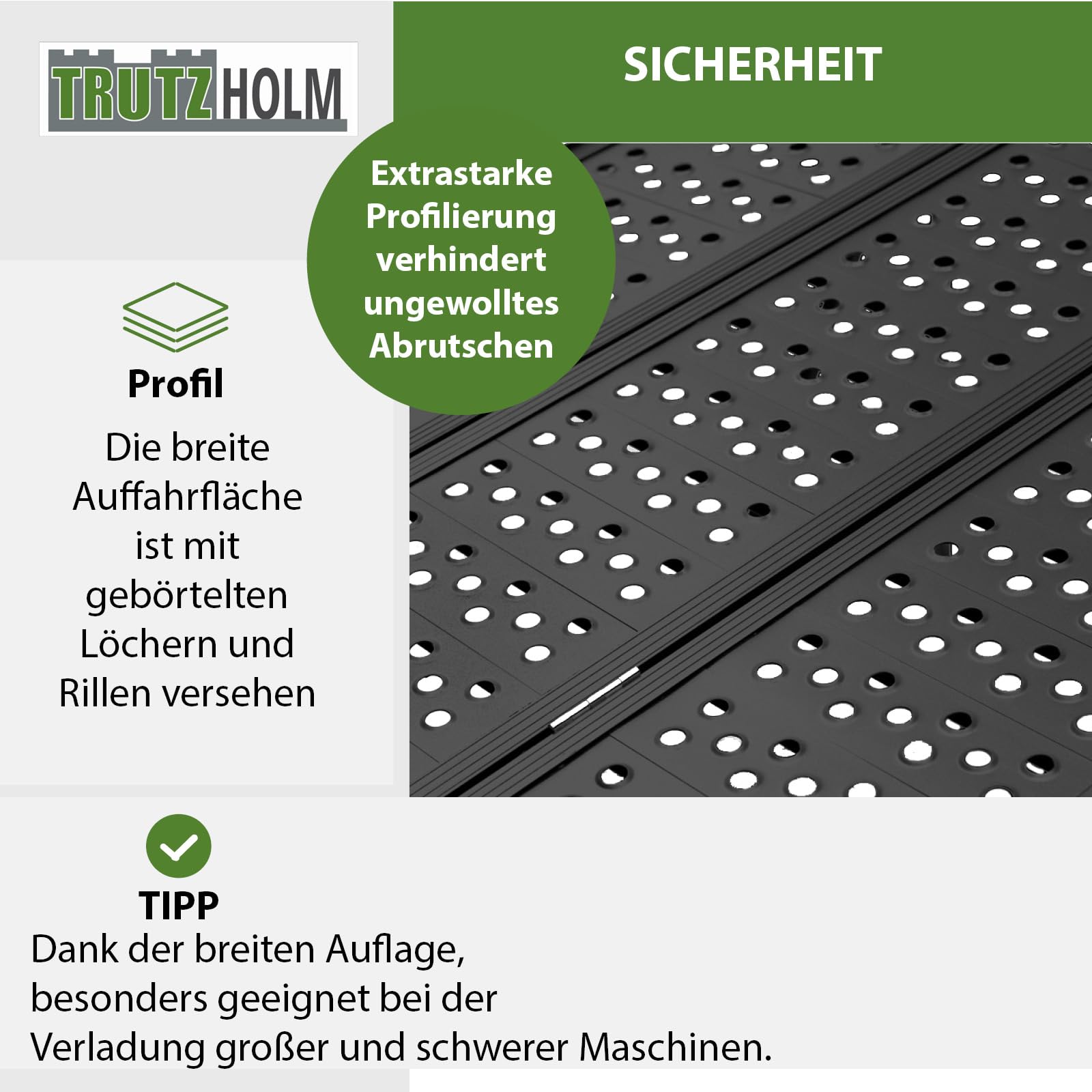 DREIBREIT by TRUTZHOLM 2-Fach Auffahrrampe klappbar 215 cm Traglast 1020 kg Alu schwarz gelocht Verladerampe Rampe