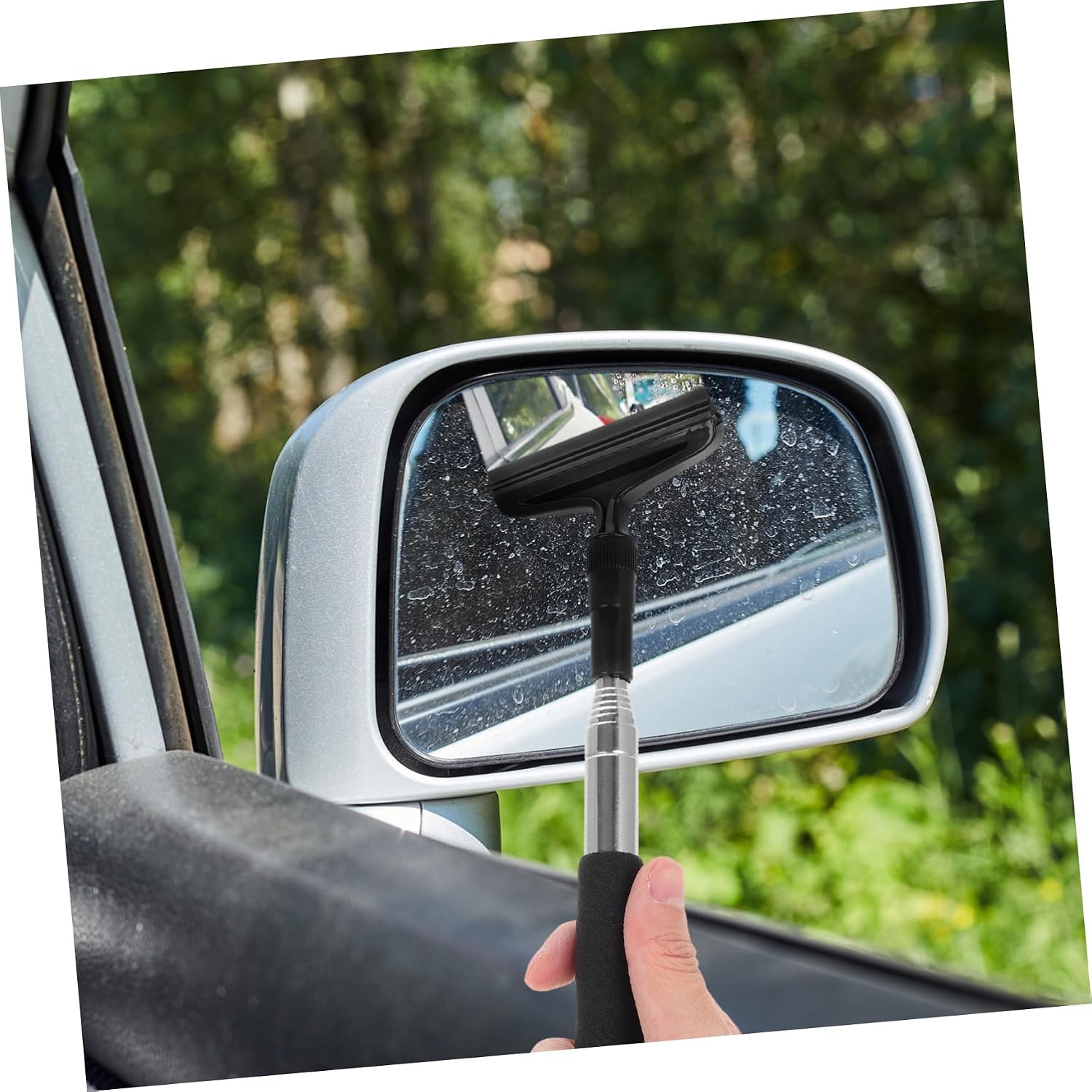 Cabilock Extendable Rearview Mirror Wiper Telescopic Design Portable Windshield Squeegee Tool for Efficient Rainwater and Fog Removal for All Vehicle Models